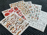 This Greek-Kit is the the ultimate!!  102 pages of fully cleared/licensed stickers for all of your Greeking needs.  This Kit is luxuriously packed in our exclusive Greek-Kit Folio. The folio is designed specifically for on-set Geeking needs.  Greek Sticker. Art Department. Film. Commercials. Music Videos. Product Photo. Stickers.