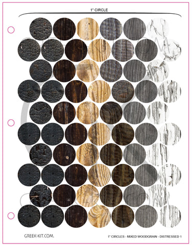 1 Circles (Woodgrain) - Color Stickers