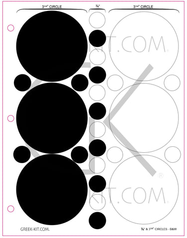 .75 & 3.25 Circles (B&W) - Color Stickers