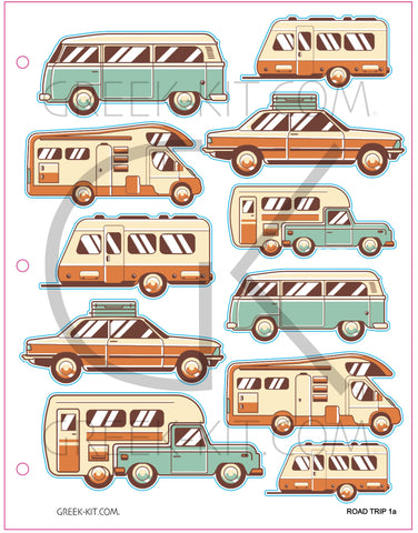 Creative Page - Road Trip 1a - Vector Stickers